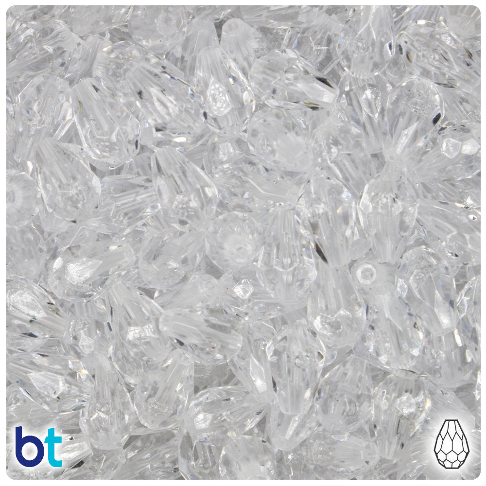 Crystal Transparent 13mm Faceted Pear Plastic Beads (30pcs)