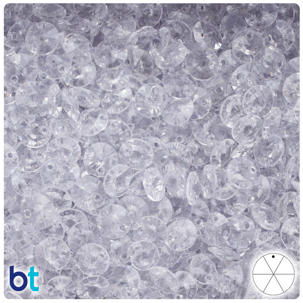 Crystal Transparent 8mm Faceted Saucer Plastic Beads (250pcs)