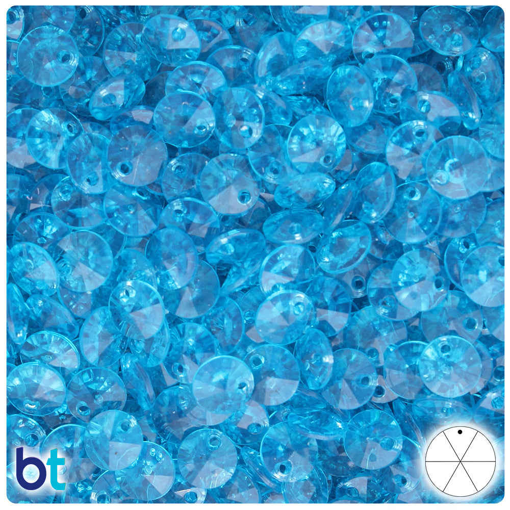 Turquoise Transparent 8mm Faceted Saucer Plastic Beads (250pcs)