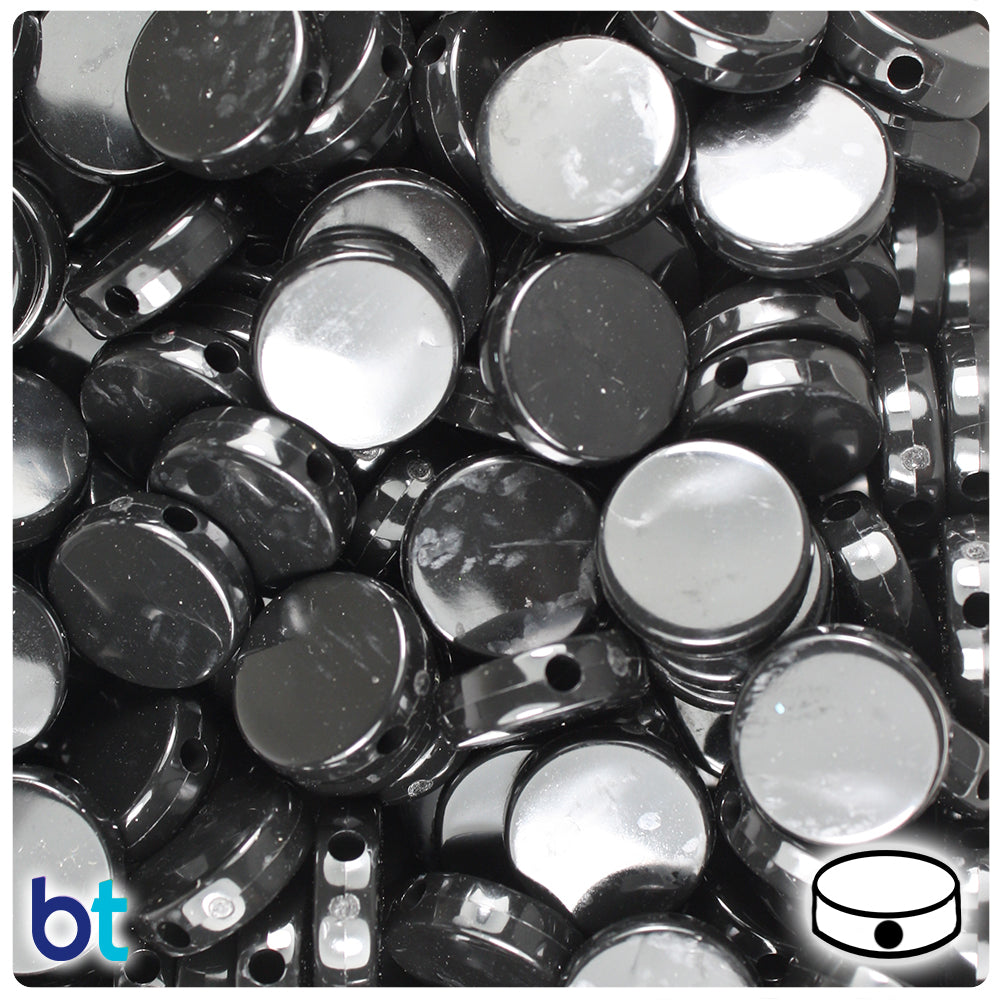 Black Opaque 13mm Coin Plastic Beads (150pcs)