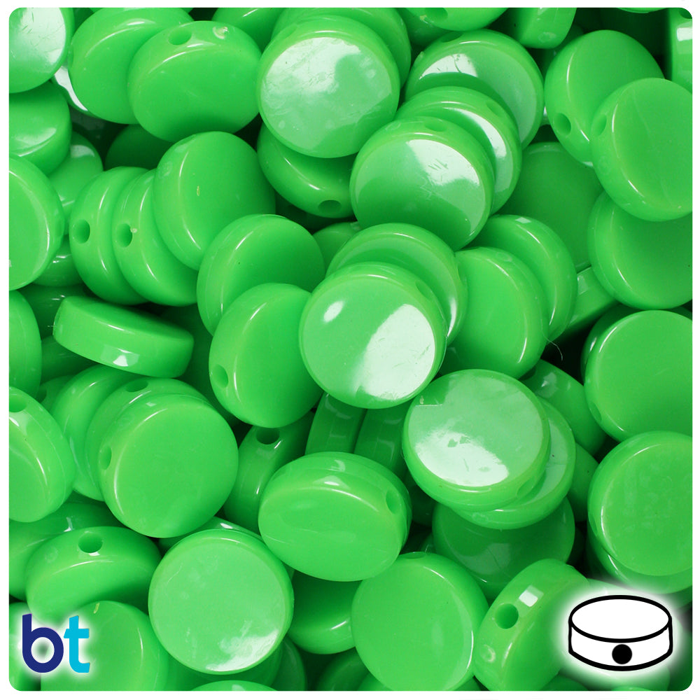 Lime Opaque 13mm Coin Plastic Beads (150pcs)