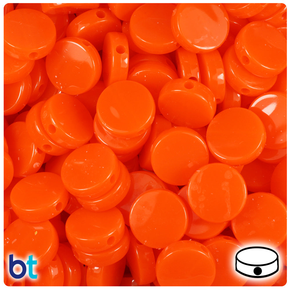 Tangelo Neon Bright 13mm Coin Plastic Beads (150pcs)