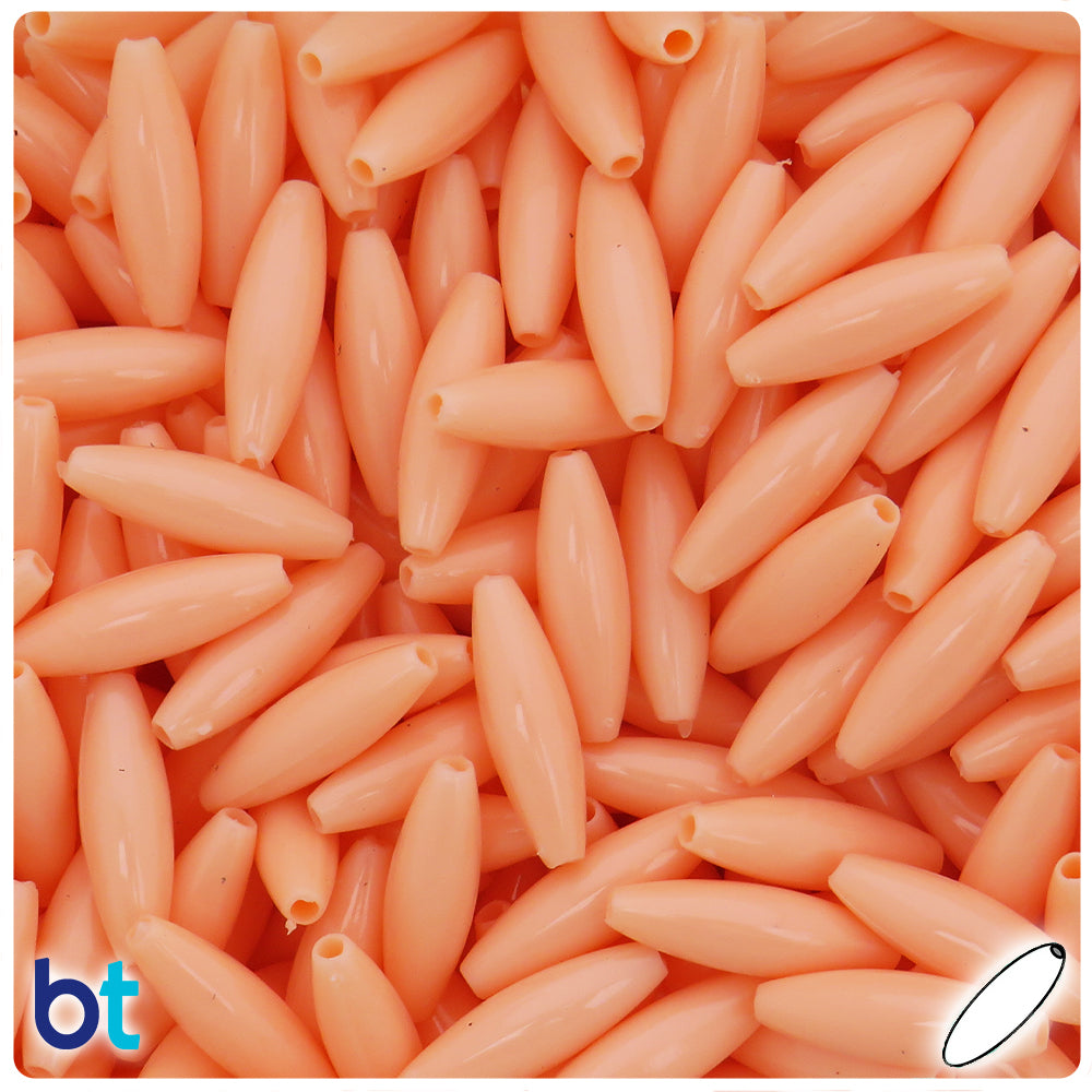 Peach Opaque 19mm Spaghetti Plastic Beads (150pcs)