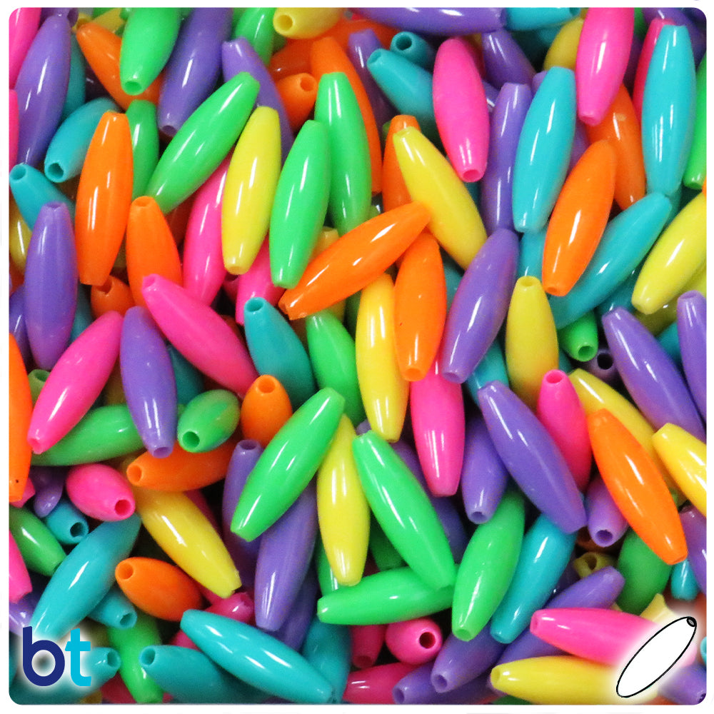 Confetti Opaque Mix 19mm Spaghetti Plastic Beads (150pcs)