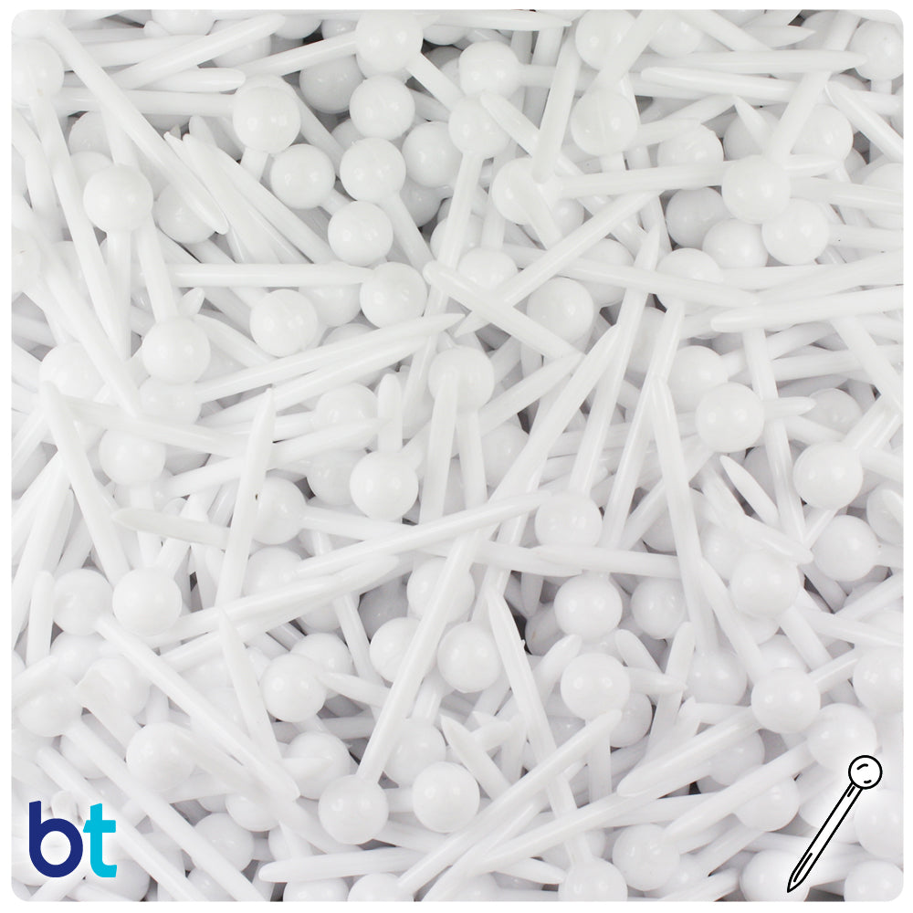 White Opaque 25mm Ornapik Plastic Craft Pins (2oz)