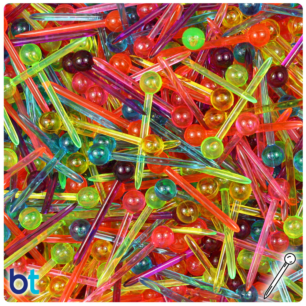 Jelly Mix Transparent 25mm Ornapik Plastic Craft Pins (2oz)