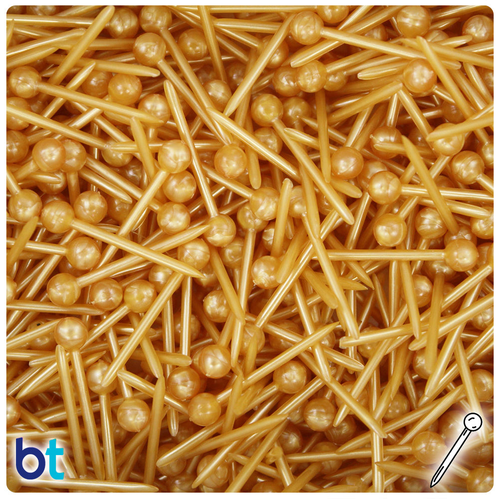 Gold Pearl 25mm Ornapik Plastic Craft Pins (2oz)