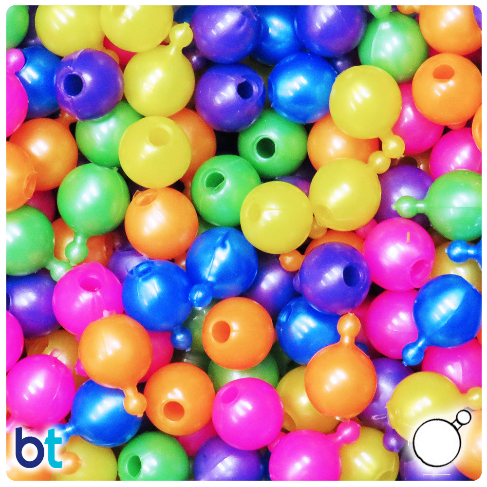 Bright Mix Pearl 12mm Round Plastic Pop Beads (113g)