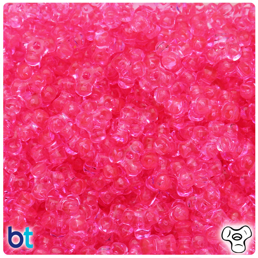 Medium Pink Transparent 11mm TriBead Plastic Beads (500pcs)