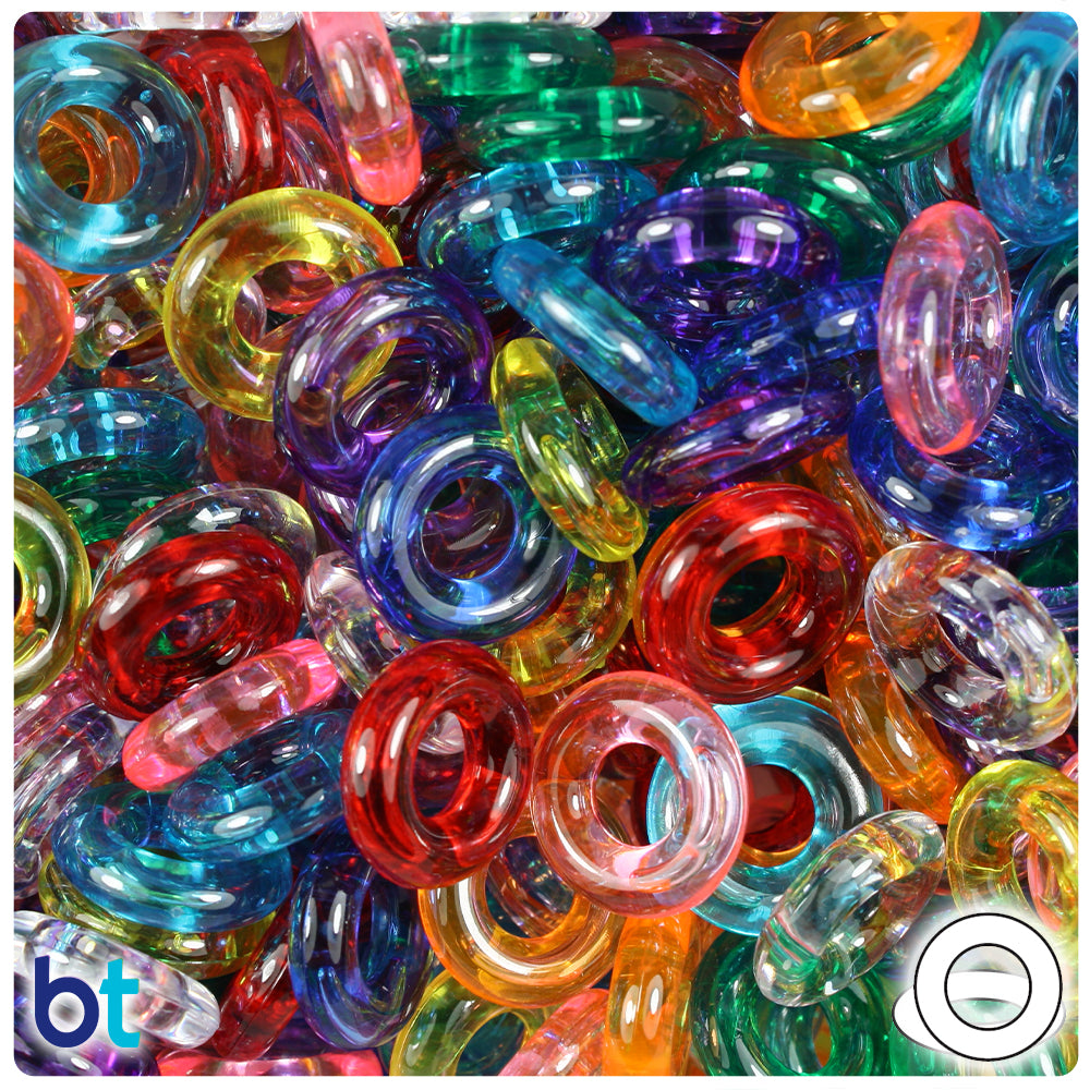 BeadTin Neon Bright Mix 11mm Large Barrel Pony Beads (250pcs) 