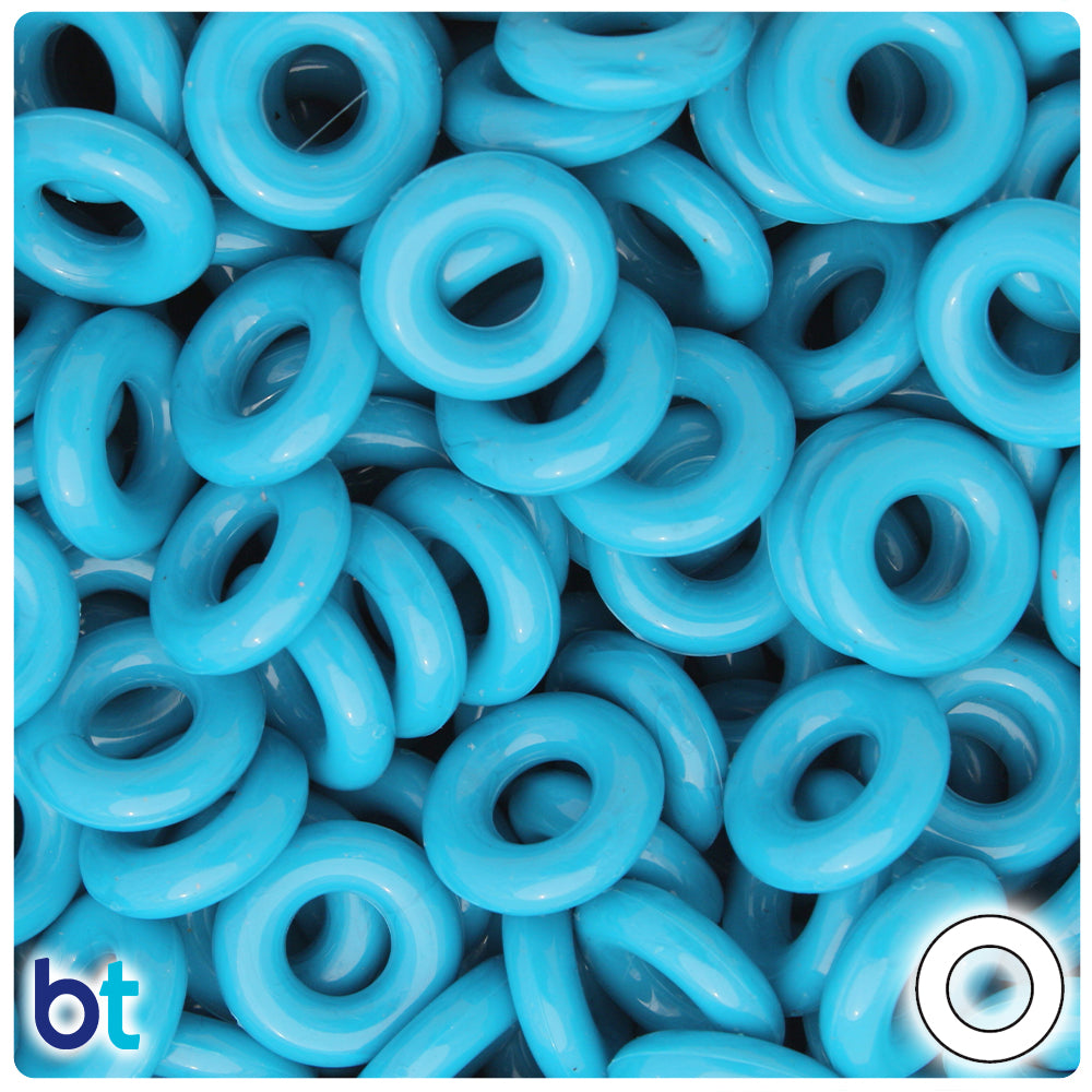 Dark Turquoise Opaque 16mm Plastic Rings (100pcs)