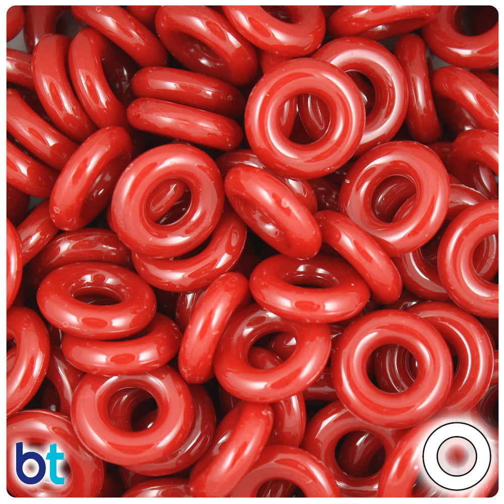 Red Opaque 16mm Plastic Rings (100pcs)