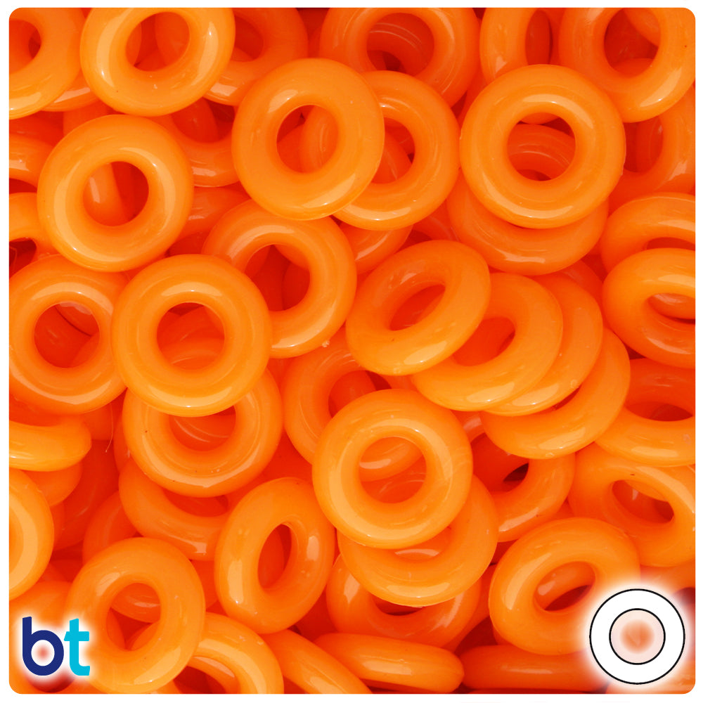 Orange Opaque 16mm Plastic Rings (100pcs)