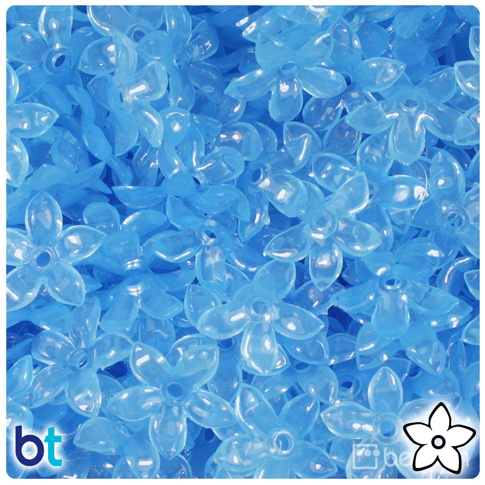 Light Sapphire Translucent 18mm Plastic Star Flowers (144pcs)