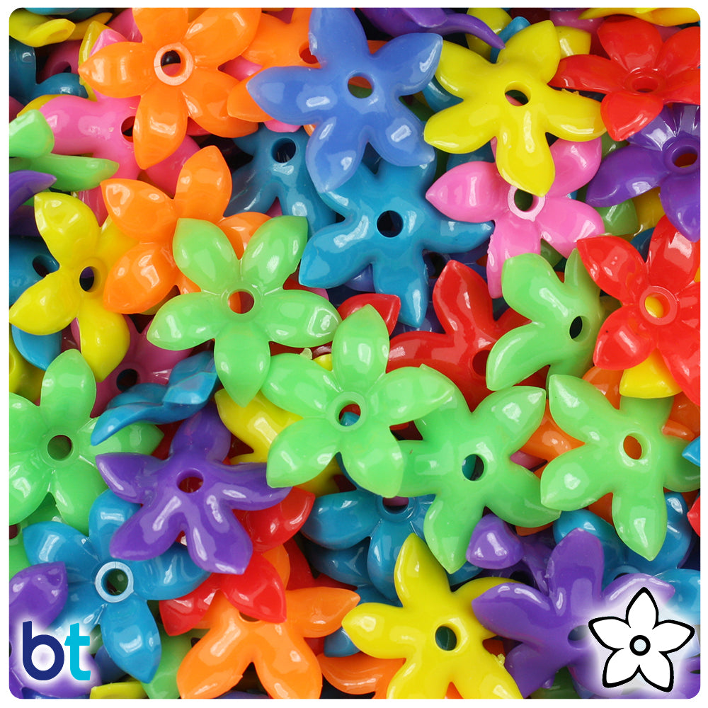 Circus Mix Opaque 18mm Plastic Star Flowers (144pcs)
