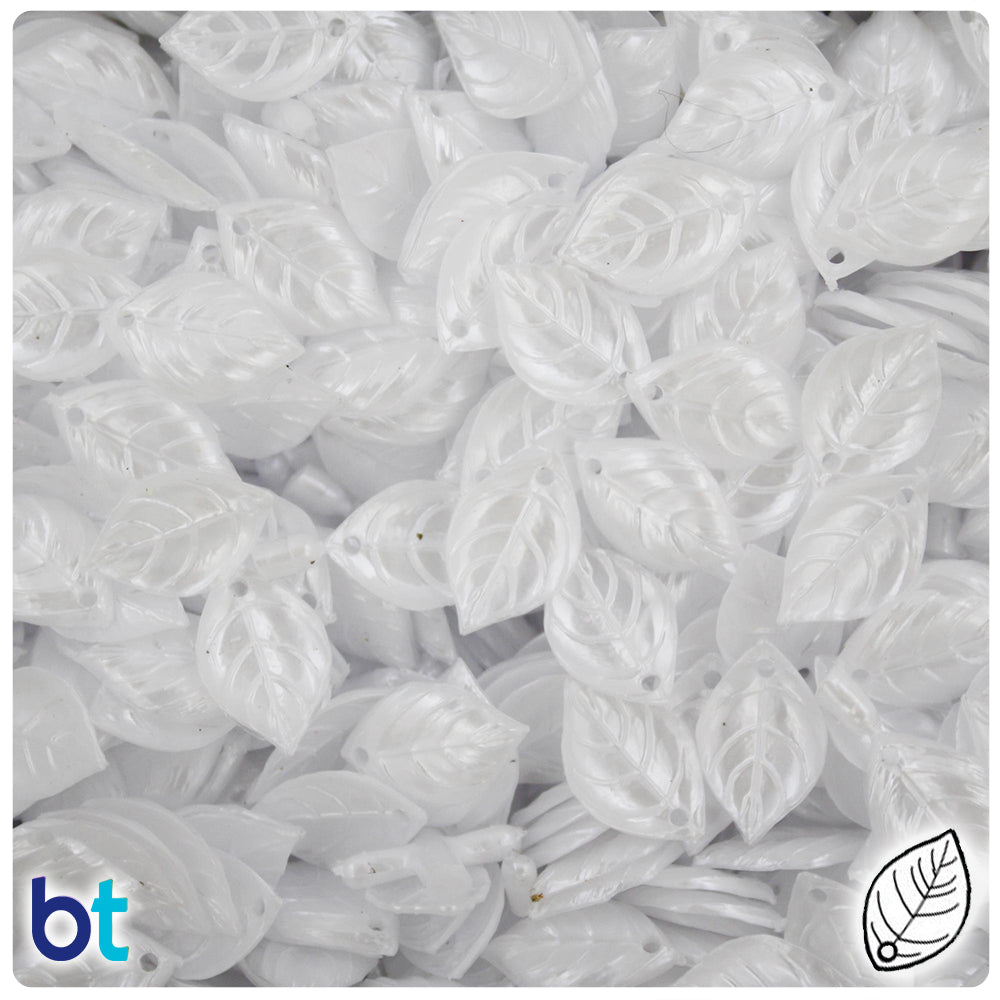 White Pearl 15mm Plastic Dogwood Leaves (100pcs)