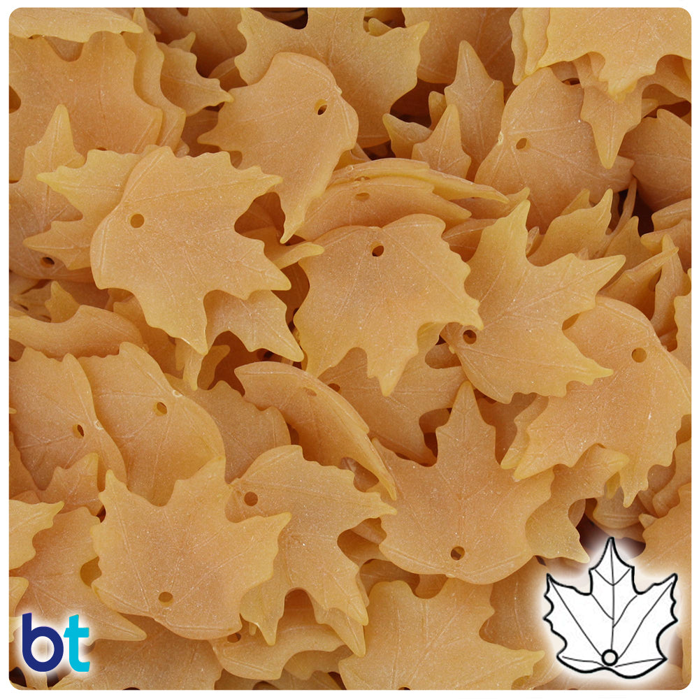Autumn Gold Matte 20mm Plastic Maple Leaves (100pcs)