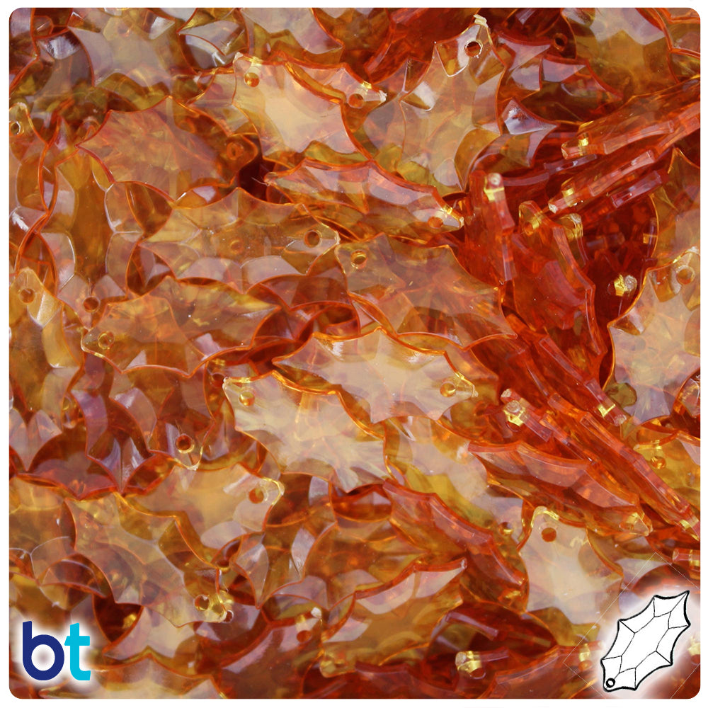 Topaz Transparent 19mm Plastic Holly Leaves (100pcs)