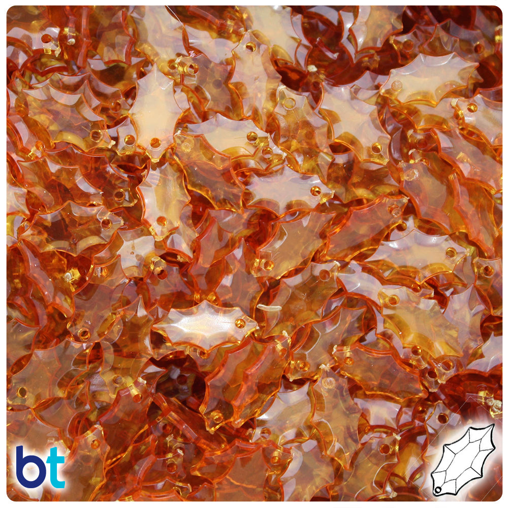 Topaz Transparent 14mm Plastic Holly Leaves (120pcs)