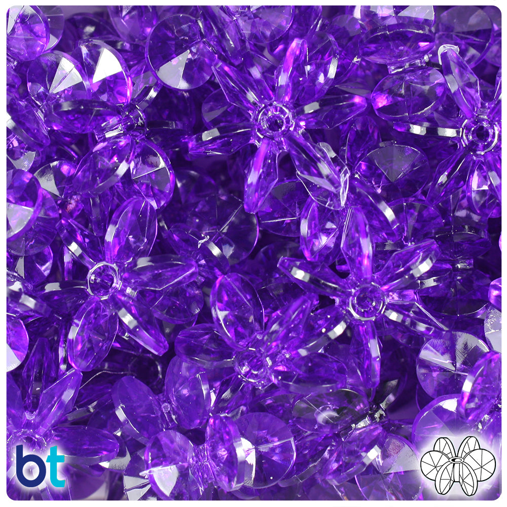 Amethyst Transparent 25mm SunBurst Plastic Beads (80pcs)