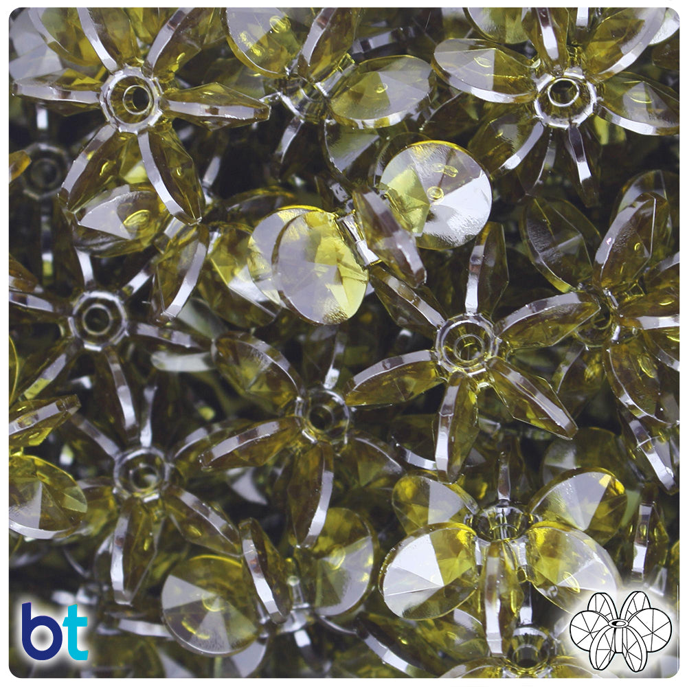 Avocado Transparent 25mm SunBurst Plastic Beads (80pcs)