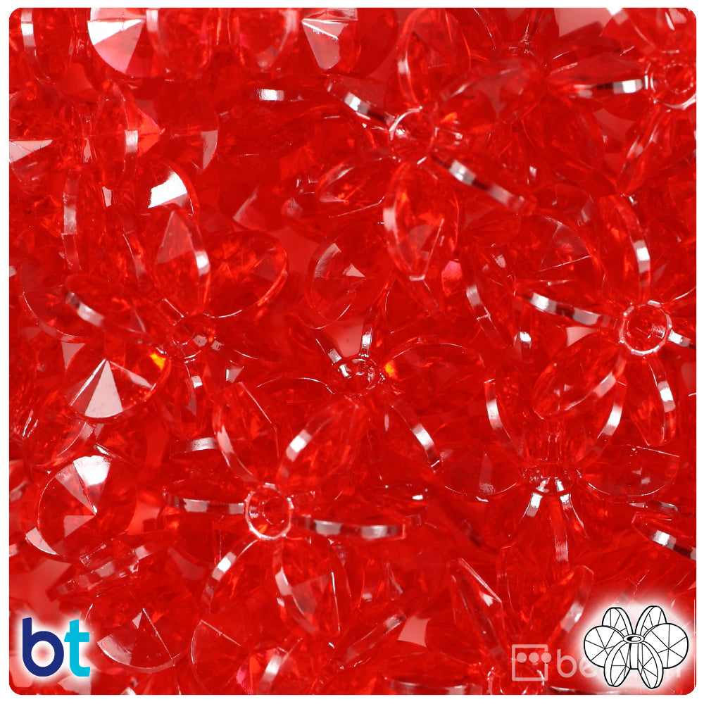 Ruby Transparent 25mm SunBurst Plastic Beads (80pcs)