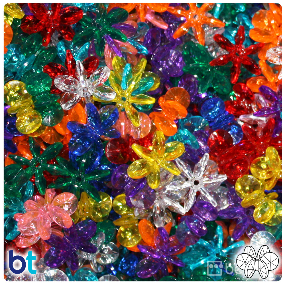 Transparent Mix 25mm SunBurst Plastic Beads (80pcs)