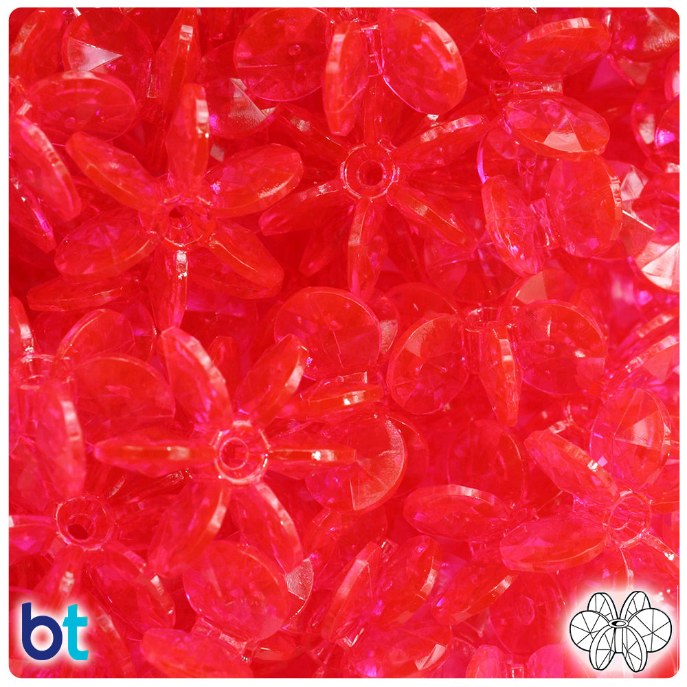 Hot Pink Transparent 25mm SunBurst Plastic Beads (80pcs)