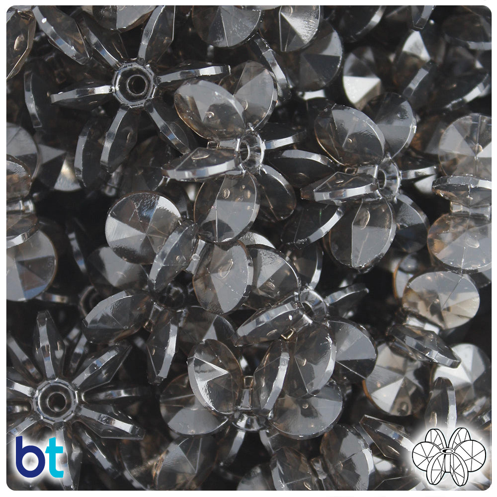 Jet Transparent 25mm SunBurst Plastic Beads (80pcs)