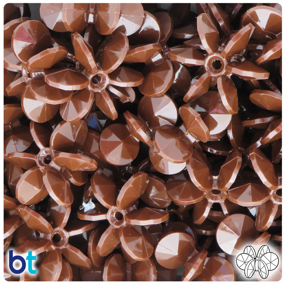 Chocolate Opaque 25mm SunBurst Plastic Beads (80pcs)
