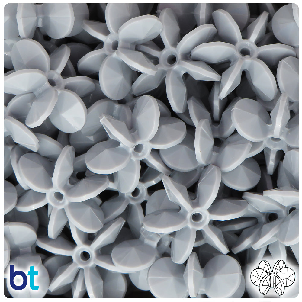 Grey Opaque 25mm SunBurst Plastic Beads (80pcs)