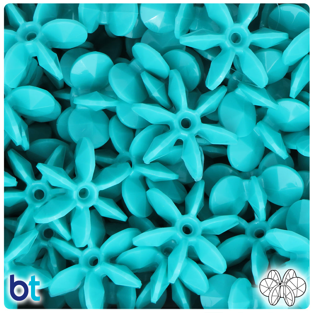 Light Turquoise Opaque 25mm SunBurst Plastic Beads (80pcs)