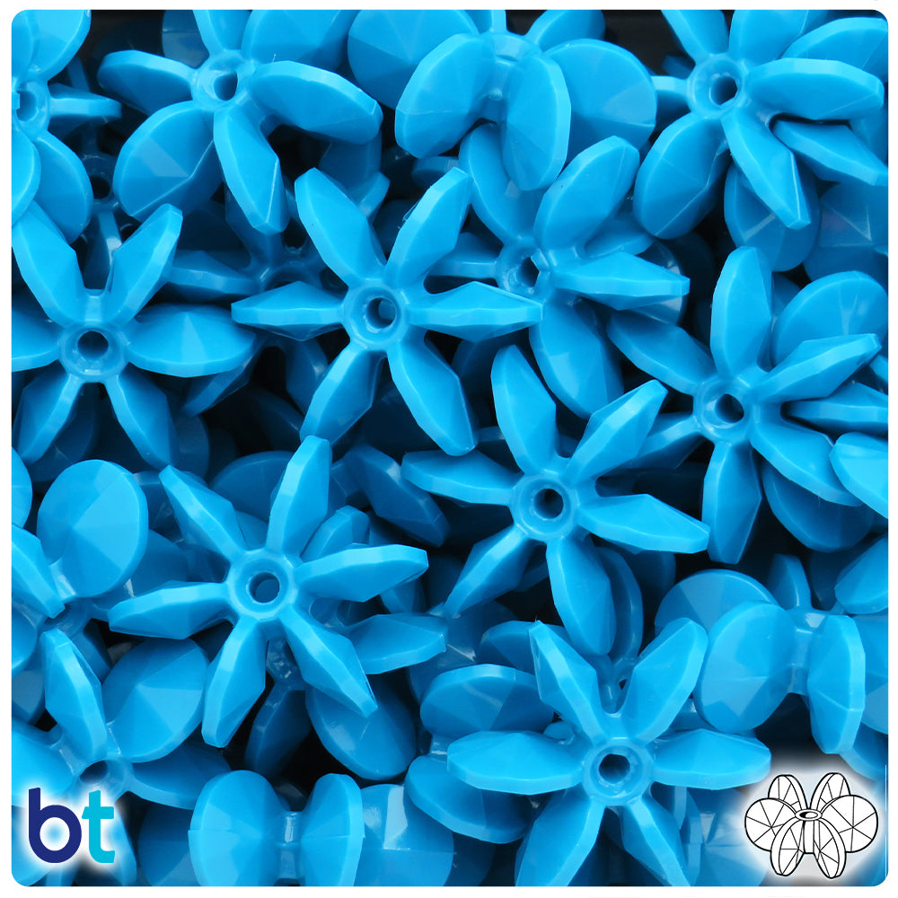 Dark Turquoise Opaque 25mm SunBurst Plastic Beads (80pcs)
