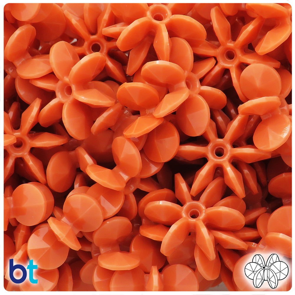 Coral Opaque 25mm SunBurst Plastic Beads (80pcs)