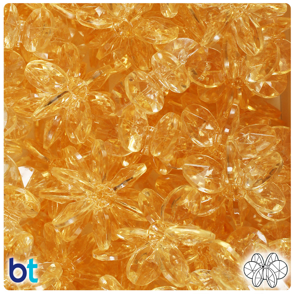 Dark Champagne Transparent 25mm SunBurst Plastic Beads (80pcs)