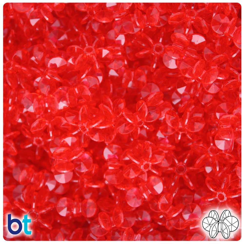 Ruby Transparent 12mm SunBurst Plastic Beads (450pcs)