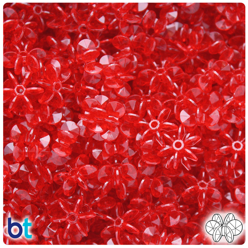 Dark Ruby Transparent 12mm SunBurst Plastic Beads (450pcs)
