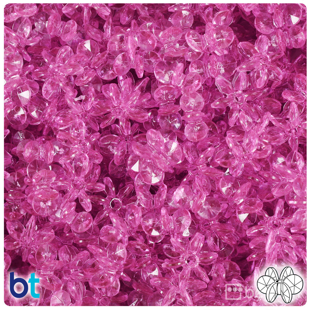 Light Fuchsia Transparent 12mm SunBurst Plastic Beads (450pcs)