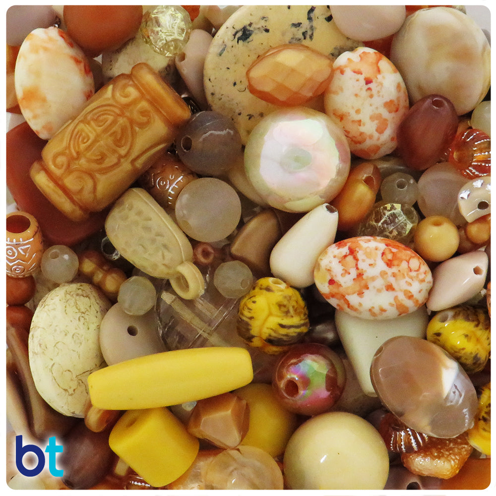 Brown Shades Mixed Shapes Plastic Beads (Box/3.5oz)