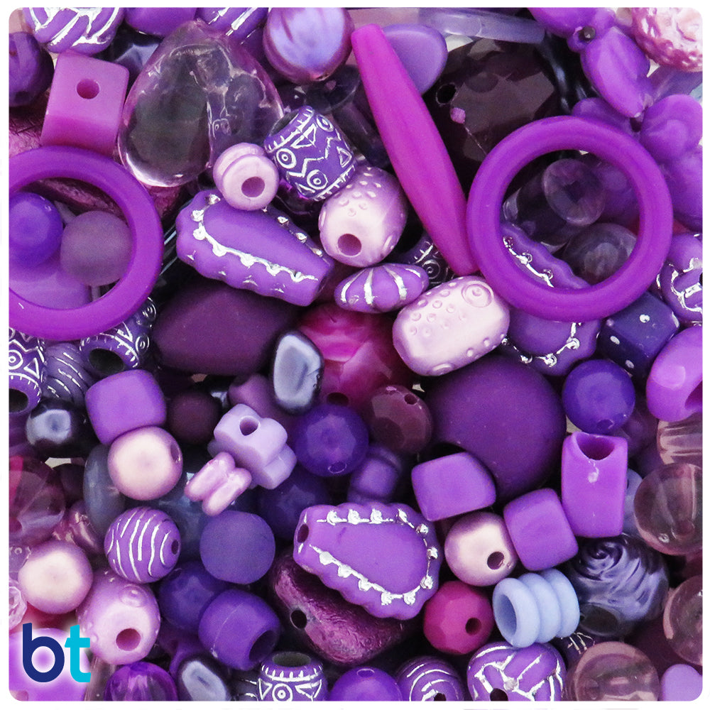 Purple Shades Mixed Shapes Plastic Beads (Box/3.5oz)