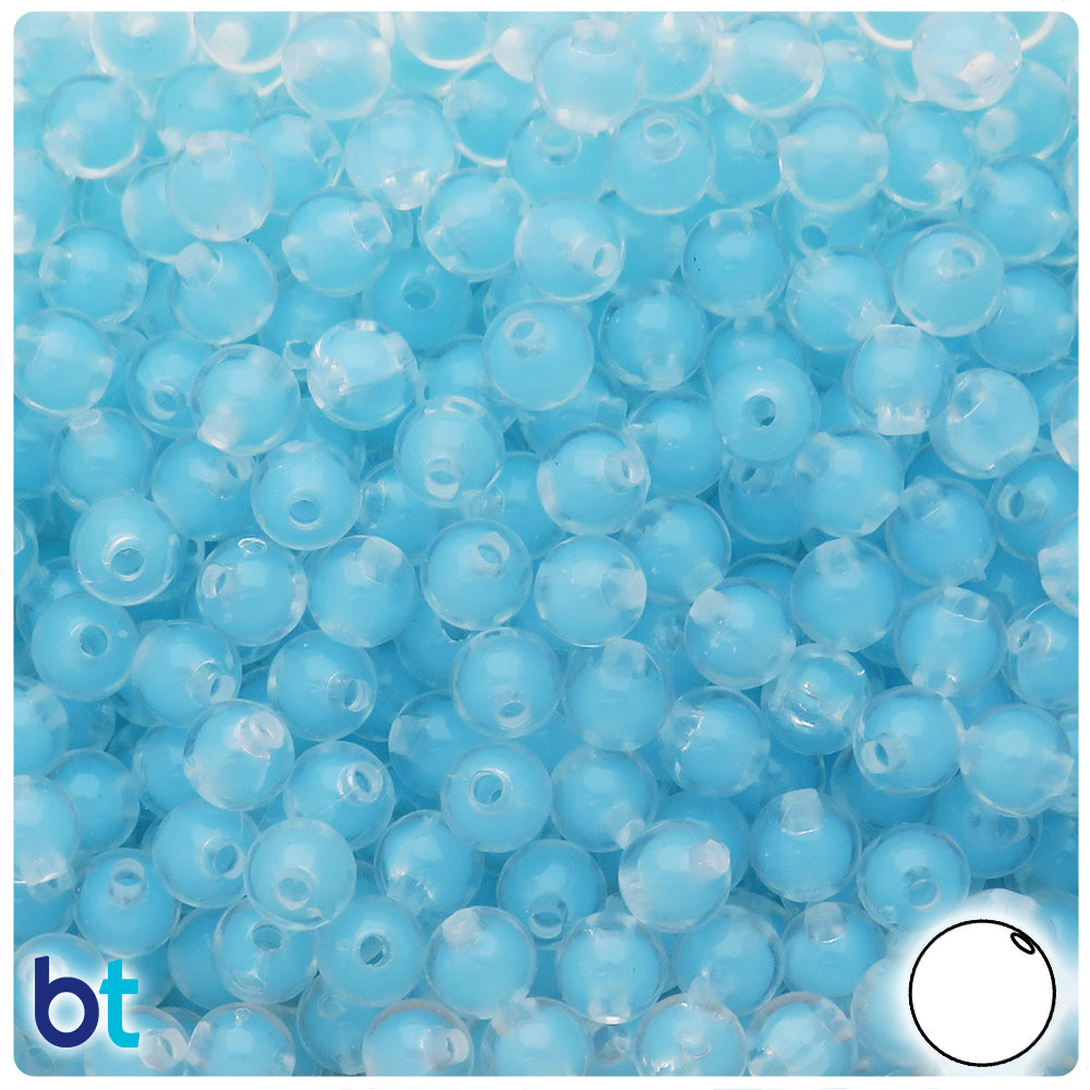 Clear Transparent 8mm Round Plastic Beads - Blue Core Bead (200pcs)