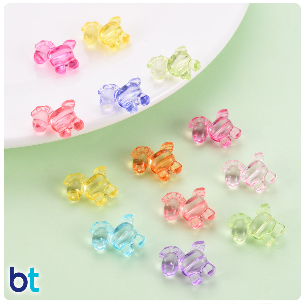 Mixed Transparent 17mm Toy Horse Plastic Beads (100pcs)