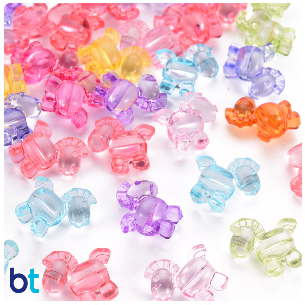 Mixed Transparent 17mm Toy Horse Plastic Beads (100pcs)
