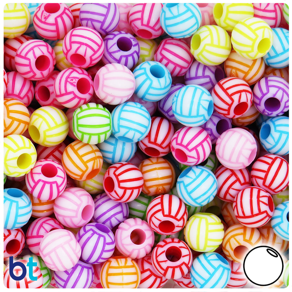 White Opaque 11mm Round Plastic Beads - Colored Ball (70pcs)
