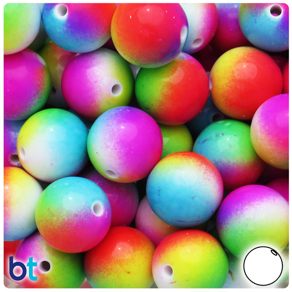 Rainbow Opaque 20mm Round Plastic Beads (10pcs)