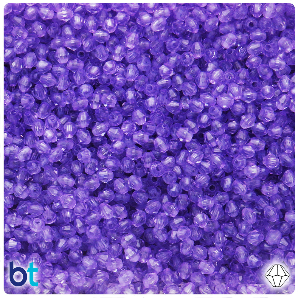Purple Transparent 4mm Faceted Bicone Plastic Beads (1200pcs)