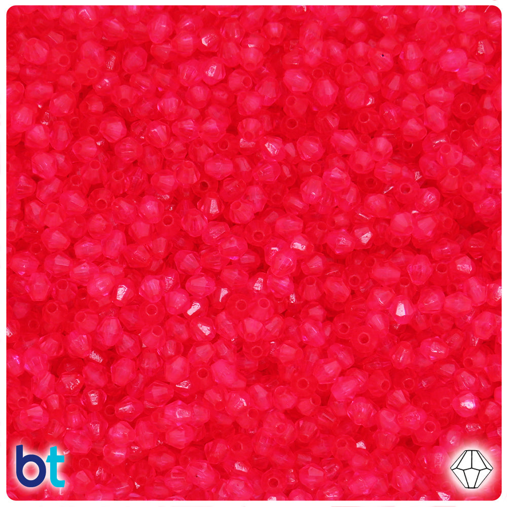 Dark Pink Transparent 4mm Faceted Bicone Plastic Beads (1200pcs)