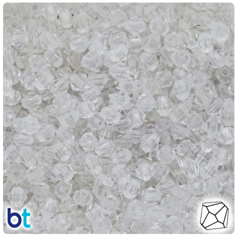 Clear Transparent 6mm Faceted Bicone Plastic Beads (500pcs)