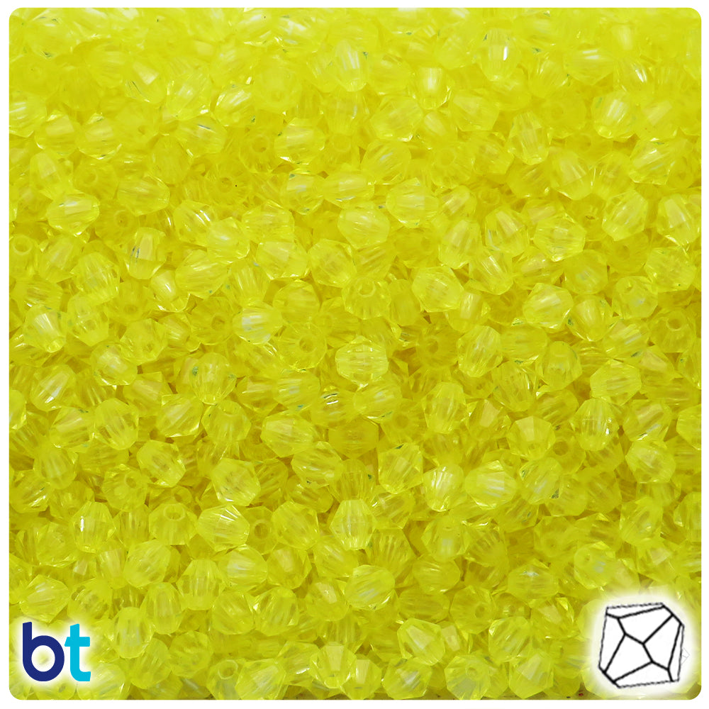 Yellow Transparent 6mm Faceted Bicone Plastic Beads (500pcs)