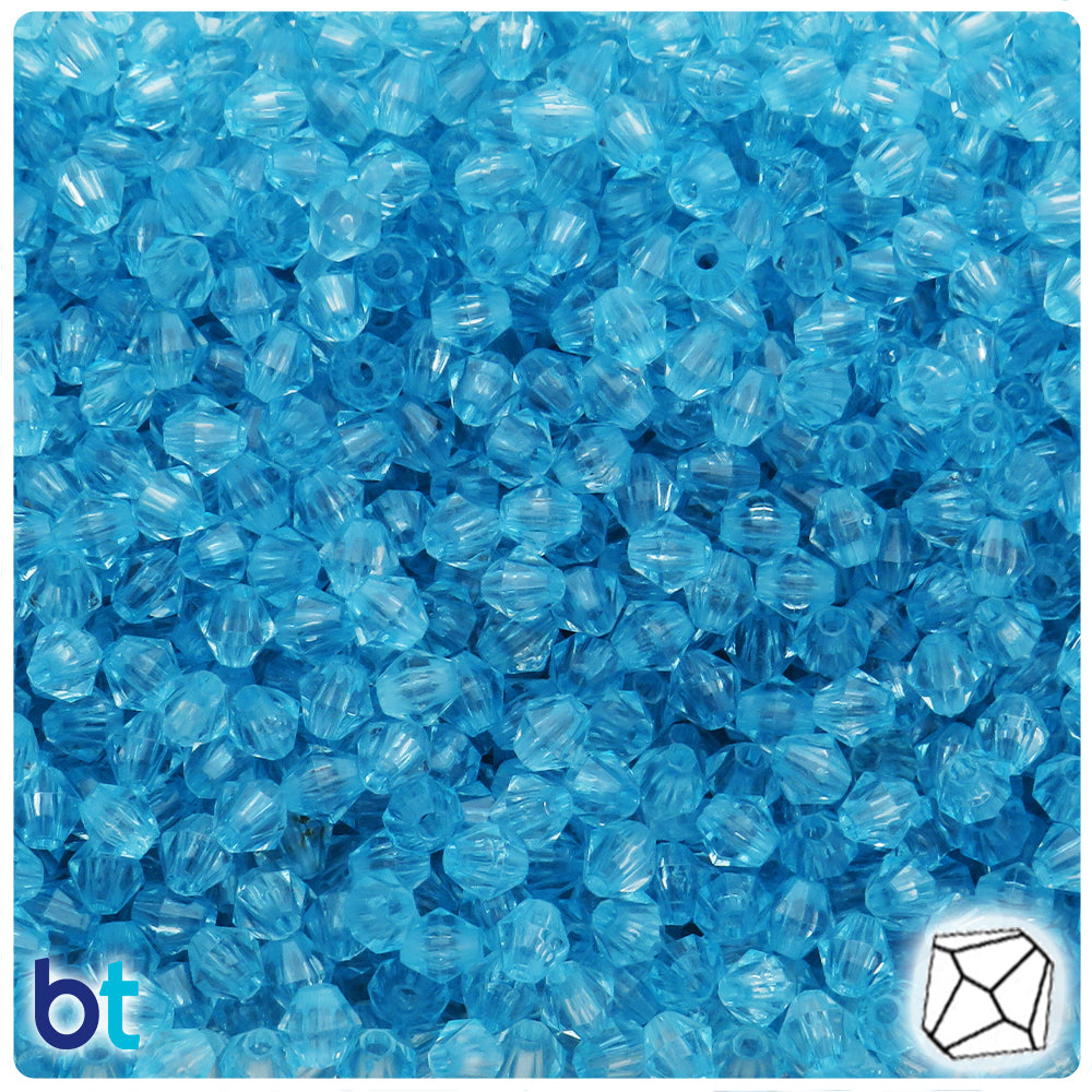 Light Blue Transparent 6mm Faceted Bicone Plastic Beads (500pcs)
